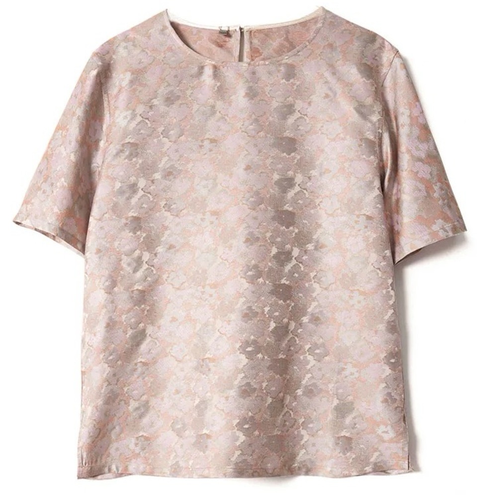 Elegant Women's Silk Top in Subtle Pink and Cream